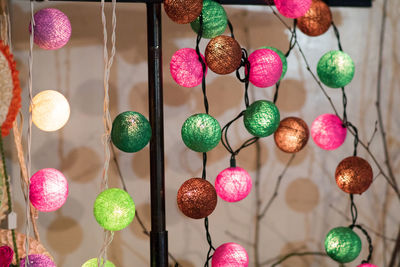 Close-up of multi colored decoration hanging