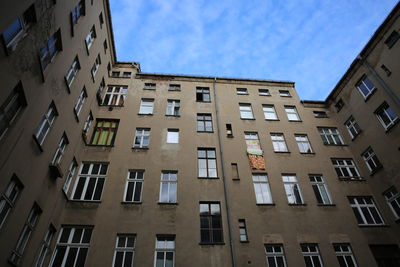 Low angle view of residential building against sky 