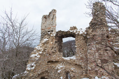 Low angle view of old building against sky