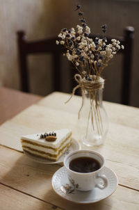 Coffee cup on table