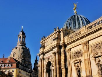 Low angle view of historic building against clear sky