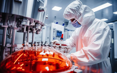 Midsection of man working at factory