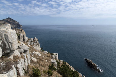 High angle view of sea against sky