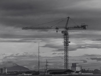 Crane against sky during sunset