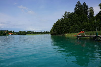 Scenic view of lake against sky
