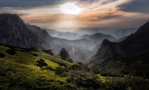 Scenic view of mountains against sky