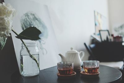 Close-up of wine glass on table