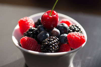 Close-up of strawberries in bowl