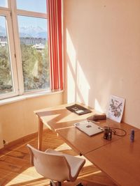 Empty chairs and table at home