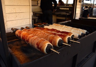 Traditional tredelnik chimney cake cooked in open coals