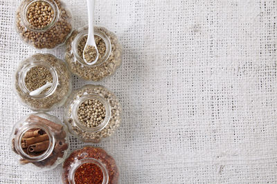 High angle view of ingredients on table