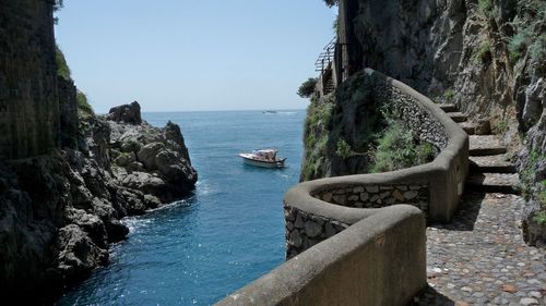 Scenic view of sea against clear sky