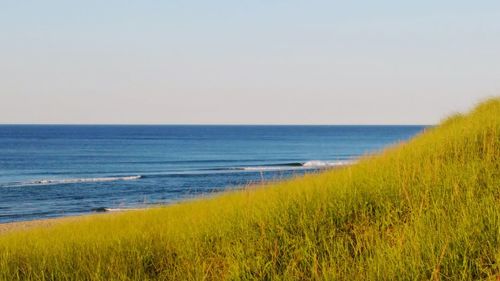 Scenic view of sea against clear sky