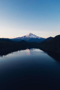 Scenic view of lake against clear sky during winter