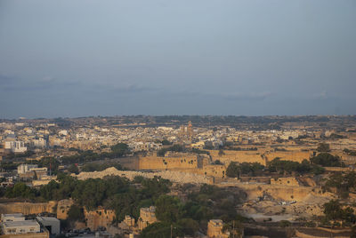 High angle view of townscape against sky