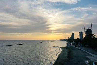 View of sea against sky during sunset