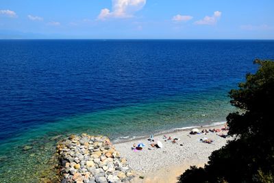 High angle view of beach against sky