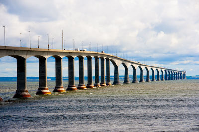 Bridge over sea against sky