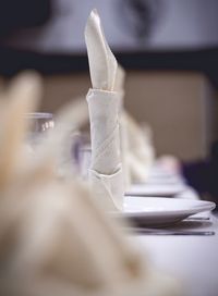 Close-up of white table