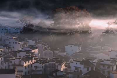 In the mountain village scenery in the morning