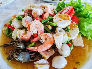 Close-up of meal served in plate