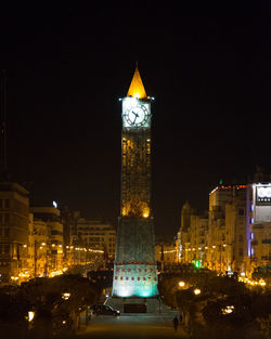 View of illuminated city at night