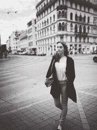 People walking on city street