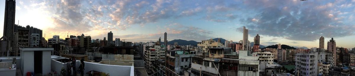 Panoramic view of cityscape against sky