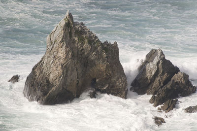 Rock formation in sea