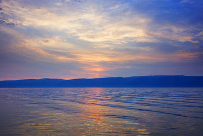 Scenic view of sea during sunset