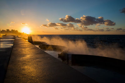 Scenic view of sea against sky during sunset