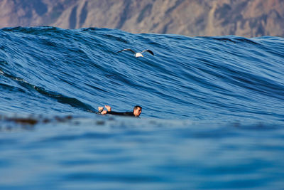 Man swimming in sea