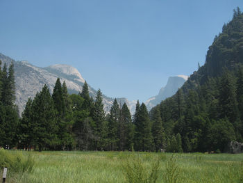 Scenic view of mountains against clear sky