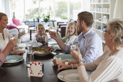 Multi-generation family having lunch together