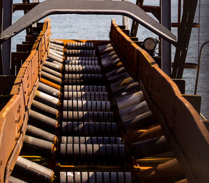 High angle view of railing