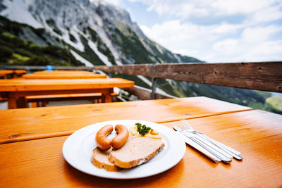 Close-up of food on table