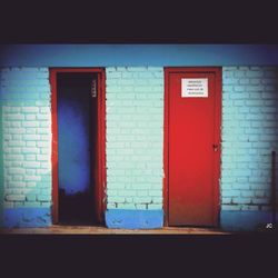Closed door of building