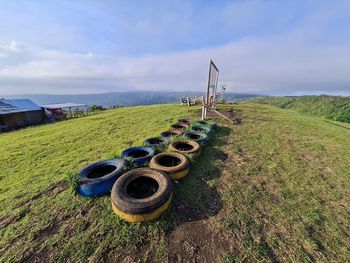 Scenic view of field against sky