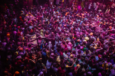 High angle view of people at music concert