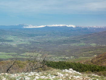 Scenic view of mountains against sky
