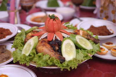 Close-up of meal served in plate