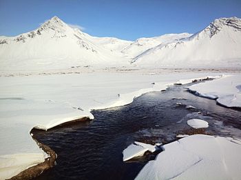 Scenic view of lake and mountains