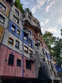 Low angle view of old building against sky