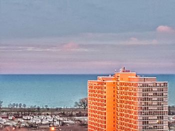 Panoramic view of beach against sky during sunset