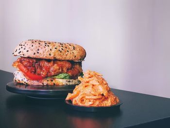 Close-up of food on table