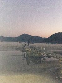 Scenic view of lake against clear sky