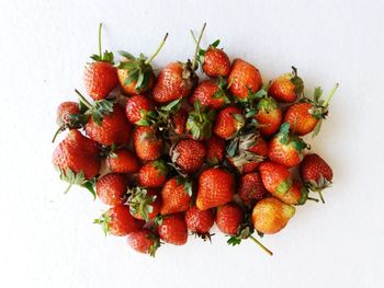 High angle view of strawberries