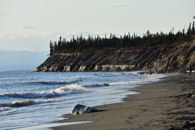Scenic view of beach against sky
