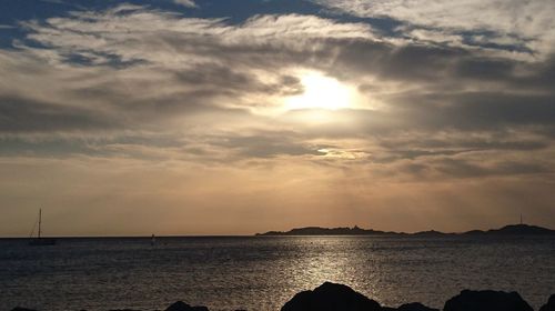 Scenic view of sea against sky during sunset