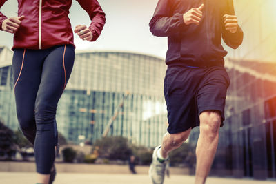 Low section of man running